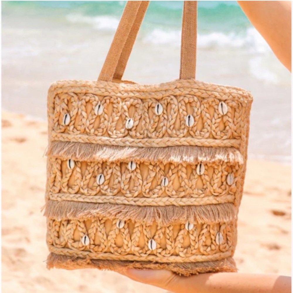 Salt + Umber Isla Jute Seashell Tote Bag NWT